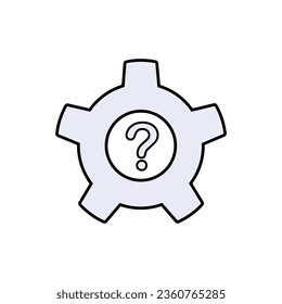 Estableciendo el icono. Mecánico, Ingeniería. Símbolo de signo y signo de interrogación para elementos de diseño, presentación, sitio web o aplicaciones.