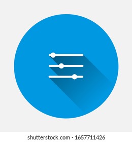 Setting icon on blue background. Flat image with long shadow.