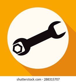 Setting icon on white circle with a long shadow