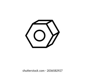 Einstellsymbol - Umrissschwarze Hex Nut Thin Icon Modern Design Style, Flach Line Stroke Vektorsymbol.