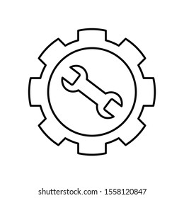 Setting icon. Outline thin line flat illustration. Isolated on white background. 