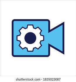 setting icon. setting with recording camera symbol. Concept of camera setting / multimedia . Vector illustration, vector icon concept.