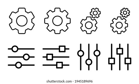Setting Icon set. Cog Settings Icon Symbol