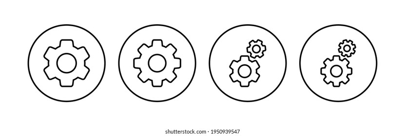 Setting Icon set. Cog Settings Icon Symbol
