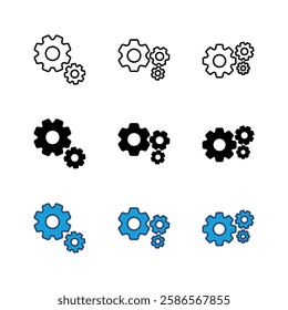 setting Icon set. Cog settings Icon Symbol