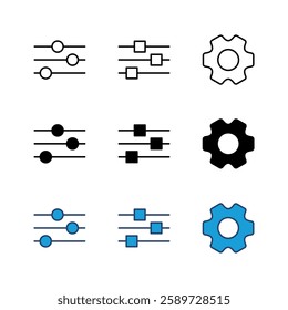 setting Icon set. Cog settings Icon Symbol