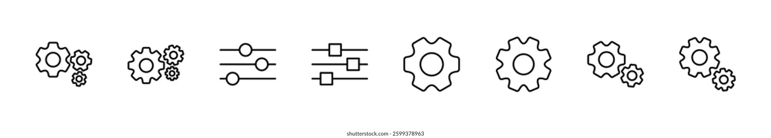 setting Icon set. Cog settings Icon Symbol