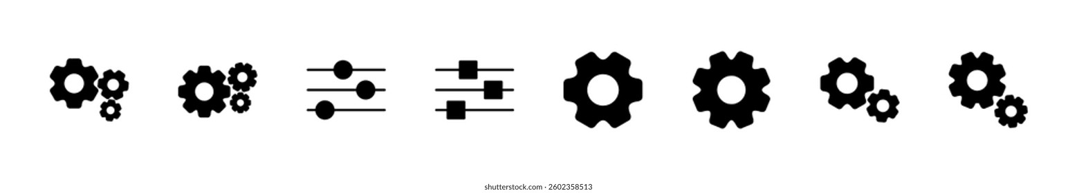 setting Icon set. Cog settings Icon Symbol