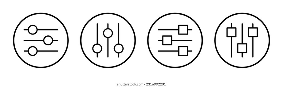 establecer la ilustración de conjunto de iconos. Símbolo y signo de configuración de código. Signo de engranaje