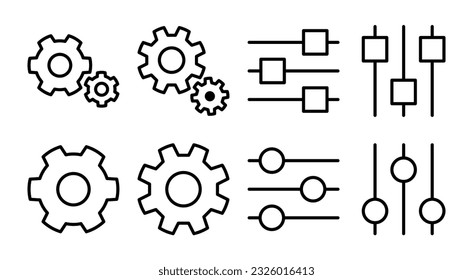setting Icon set illustration. Cog settings sign and symbol. Gear Sign