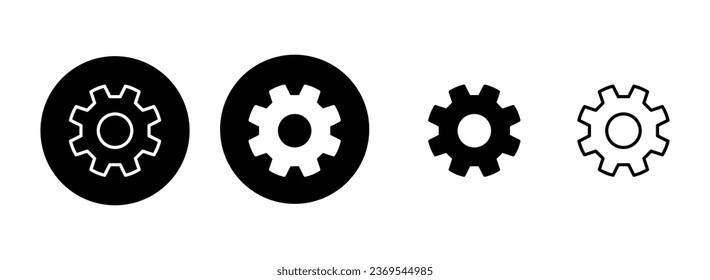 establecer la ilustración de conjunto de iconos. Símbolo y signo de configuración de código. Signo de engranaje