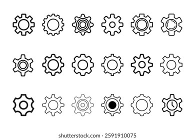 Setting icon set isolated Vector illustration black and white