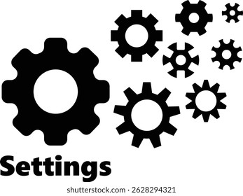 Setting icon set. Tools, cog, gear sign vector collection isolated on transparent background. Engineering horizontal technology and business symbol for web and app.