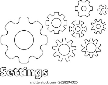 Setting icon set. Tools, cog, gear sign vector collection isolated on transparent background. Engineering horizontal technology and business symbol for web and app.