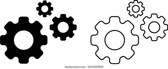 Setting icon set. Tools, cog, gear sign vector collection isolated on transparent background. Engineering horizontal technology and business symbol for web and app.