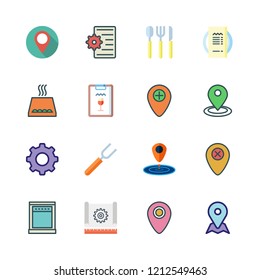 setting icon set. vector set about cutlery, fork, settings and placeholder icons set.