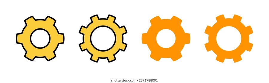 setting Icon set for web and mobile app. Cog settings sign and symbol. Gear Sign