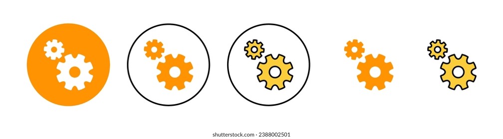 setting Icon set for web and mobile app. Cog settings sign and symbol. Gear Sign