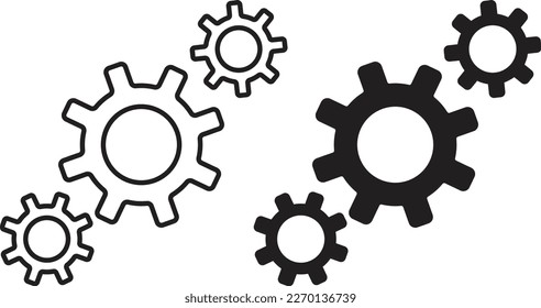 setting icon simple trendy flat style line and solid Isolated vector illustration on white background. For apps, logo, websites, symbol , UI, UX, graphic and web design. EPS 10.