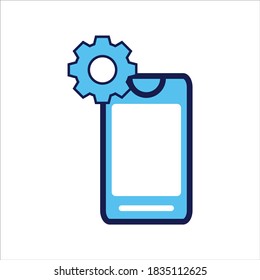 setting icon. setting with smartphone symbol. Vector illustration, vector icon concept.