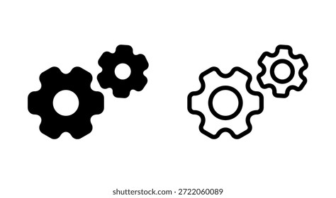 Símbolo de icono de configuración para App y Sitios web. Signo de engranaje y símbolo. Señal de engranaje