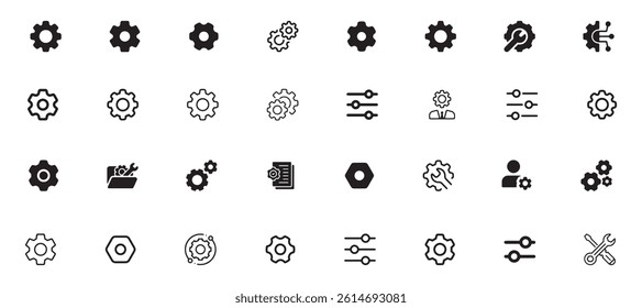 setting, icon, technology, set, illustration, service, gear, work, business, concept, system, industry, flat, development, strategy, cogwheel, maintenance, process, symbol, management, engineering