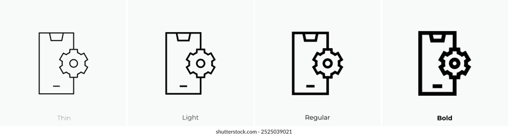 setting icon. Thin, Light Regular And Bold style design isolated on white background