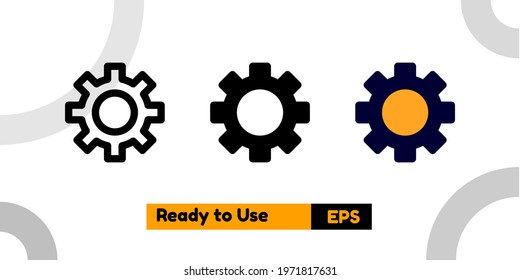 setting icon with three style for poster, social media, and presentation