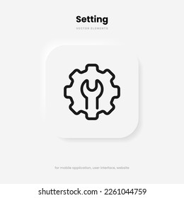 Setting icon. Tools, cog, gear sign isolated on white background. Help options account concept. Trendy flat style element for graphic design. Icons for adjustment, gauge, tune, test.