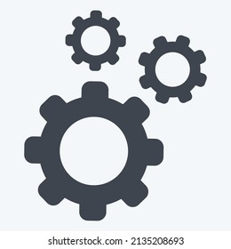 Setting Icon in trendy glyph style isolated on soft blue background