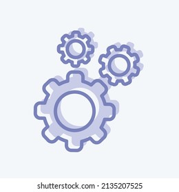 Setting Icon in trendy two tone style isolated on soft blue background