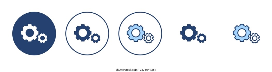 Estableciendo vector de icono Signo y símbolo de cog. Signo de engranaje