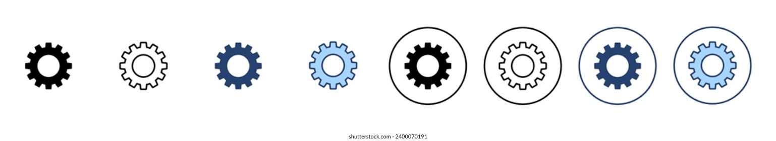 Estableciendo vector de icono Signo y símbolo de cog. Signo de engranaje