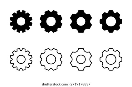Configuración del Vector de íconos. Signo de engranaje y símbolo. Señal de engranaje