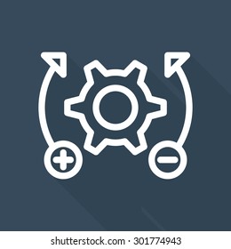 Setting icon -  vector, eps10 (line icon, long shadow)