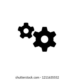 Setting Icon Vector. Gear or Cog on Glyph Style & White Background. EPS 10.