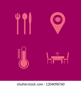setting icon. setting vector icons set temperature, folk spoon knife, location restaurant and dining table restaurant