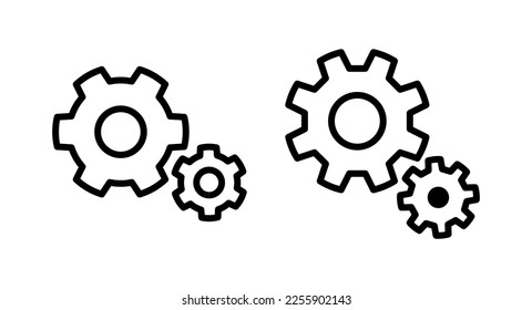 establecer la ilustración vectorial de icono. Símbolo y signo de configuración de código. Signo de engranaje