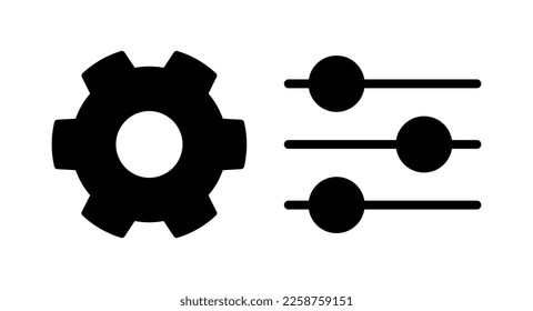 Einstellung von Symbolen, Vektorgrafik. Zeichen und Symbol für die Cog-Einstellungen. Zahnradzeichen