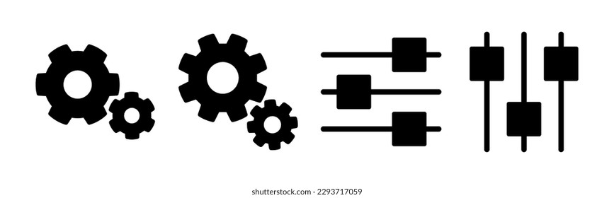 Einstellung von Symbolen, Vektorgrafik. Zeichen und Symbol für die Cog-Einstellungen. Zahnradzeichen