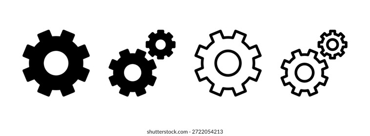 configuración de la Ilustración vectorial de iconos. Signo y símbolo de Configuraciones de engranaje. Señal de engranaje