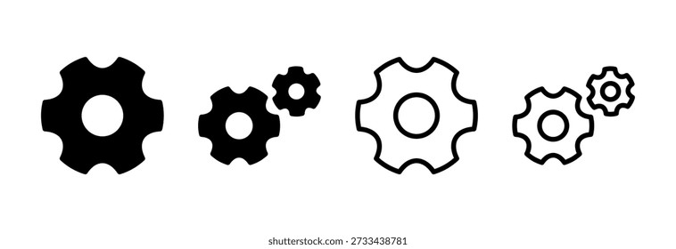 Configuración de Ilustración vectorial de iconos. Signo y símbolo de Configuraciones dentadas. Signo de engranaje