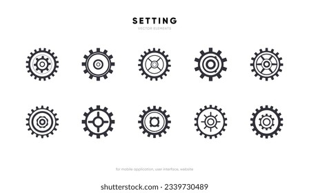 Setting icon vector. Tools, cog, gear sign isolated on white background. Help options account concept. Trendy Flat style for graphic design. Icons for adjustment, gauge, tune, test.