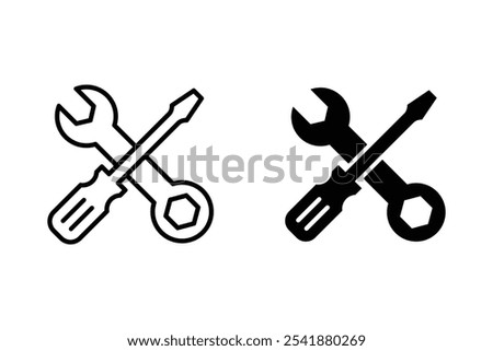 Setting icon vector. Wrench and screwdriver icon, Repair sign vector for web site Computer and mobile app