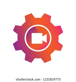 setting icon with video record symbol vector icon