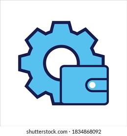 setting icon. setting with wallet symbol. Concept of financial adjustment. Vector illustration, vector icon concept.