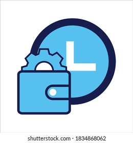 setting icon. setting with wallet and time symbol. Concept of financial adjustment. Vector illustration, vector icon concept.