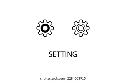 Setting icons with 2 styles outline icon, glyph icon, vector stock.