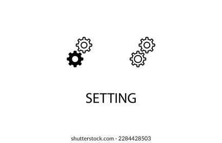 Setting icons with 2 styles outline icon, glyph icon, vector stock