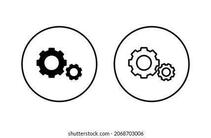 Estableciendo el conjunto de iconos. Signo y símbolo de configuración de código. Signo de engranaje